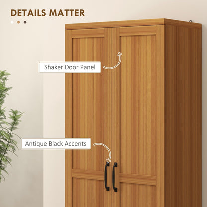 HOMCOM Étagère de rangement pour cuisine, armoire de rangement à 2 portes avec 5 niveaux de rangement et 2 étagères réglables pour salle à manger (63 pouces)