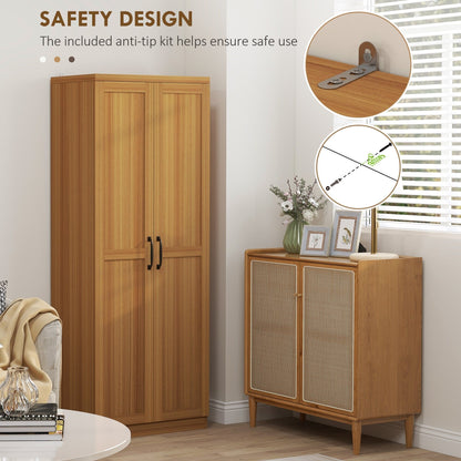 HOMCOM Étagère de rangement pour cuisine, armoire de rangement à 2 portes avec 5 niveaux de rangement et 2 étagères réglables pour salle à manger (63 pouces)