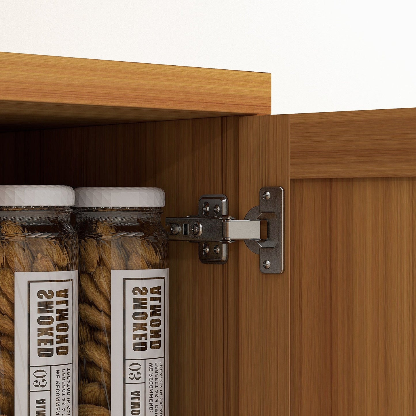 HOMCOM Étagère de rangement pour cuisine, armoire de rangement à 2 portes avec 5 niveaux de rangement et 2 étagères réglables pour salle à manger (63 pouces)