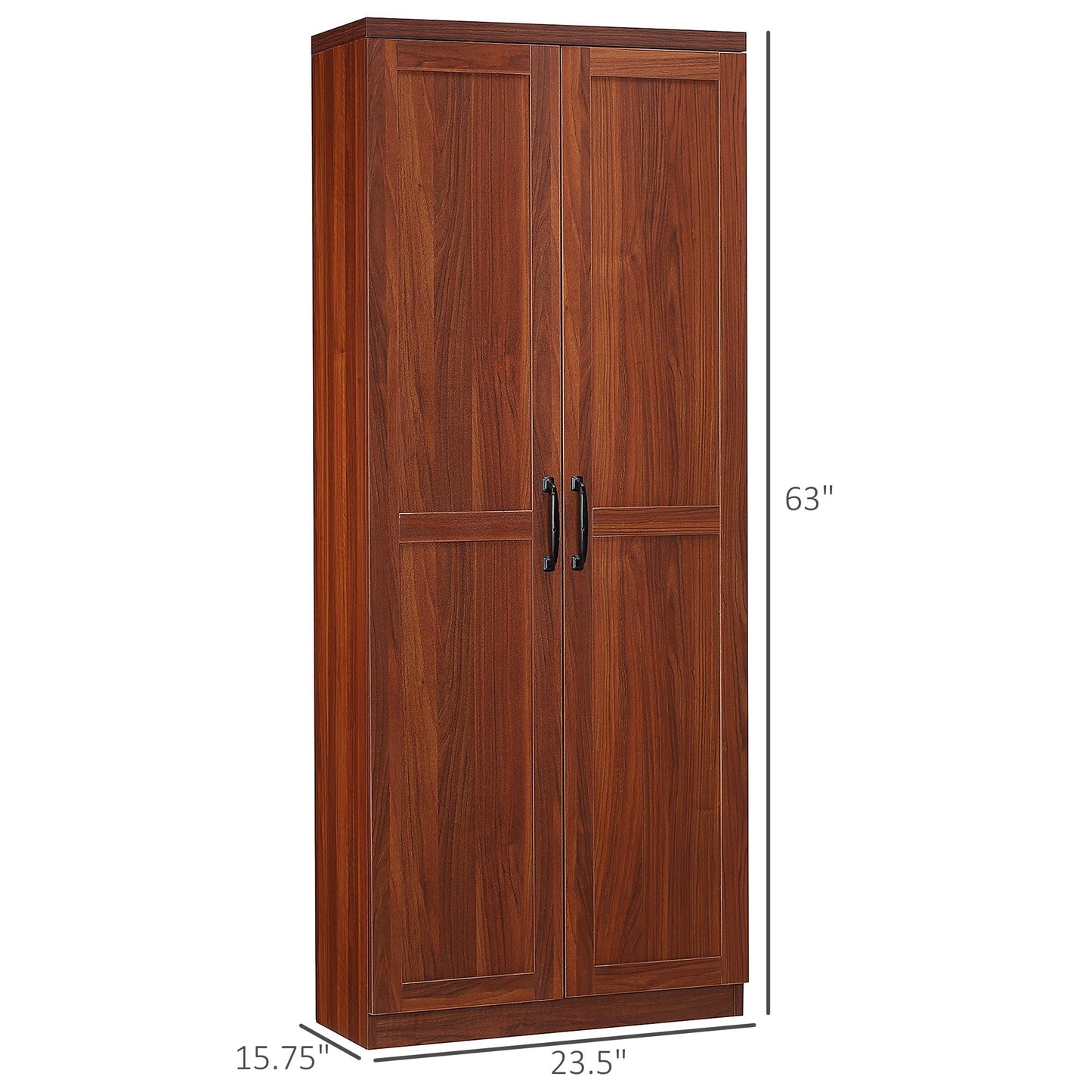 HOMCOM Étagère de rangement pour cuisine, armoire de rangement à 2 portes avec 5 niveaux de rangement et 2 étagères réglables pour salle à manger (63 pouces)