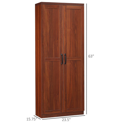HOMCOM Étagère de rangement pour cuisine, armoire de rangement à 2 portes avec 5 niveaux de rangement et 2 étagères réglables pour salle à manger (63 pouces)
