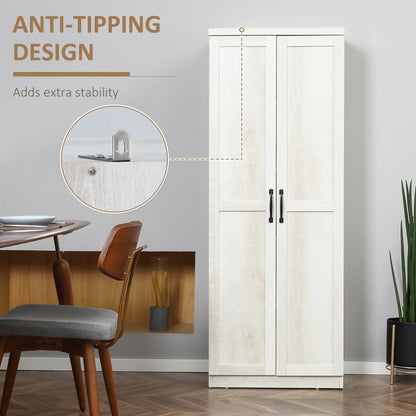 HOMCOM Étagère de rangement pour cuisine, armoire de rangement à 2 portes avec 5 niveaux de rangement et 2 étagères réglables pour salle à manger (63 pouces)