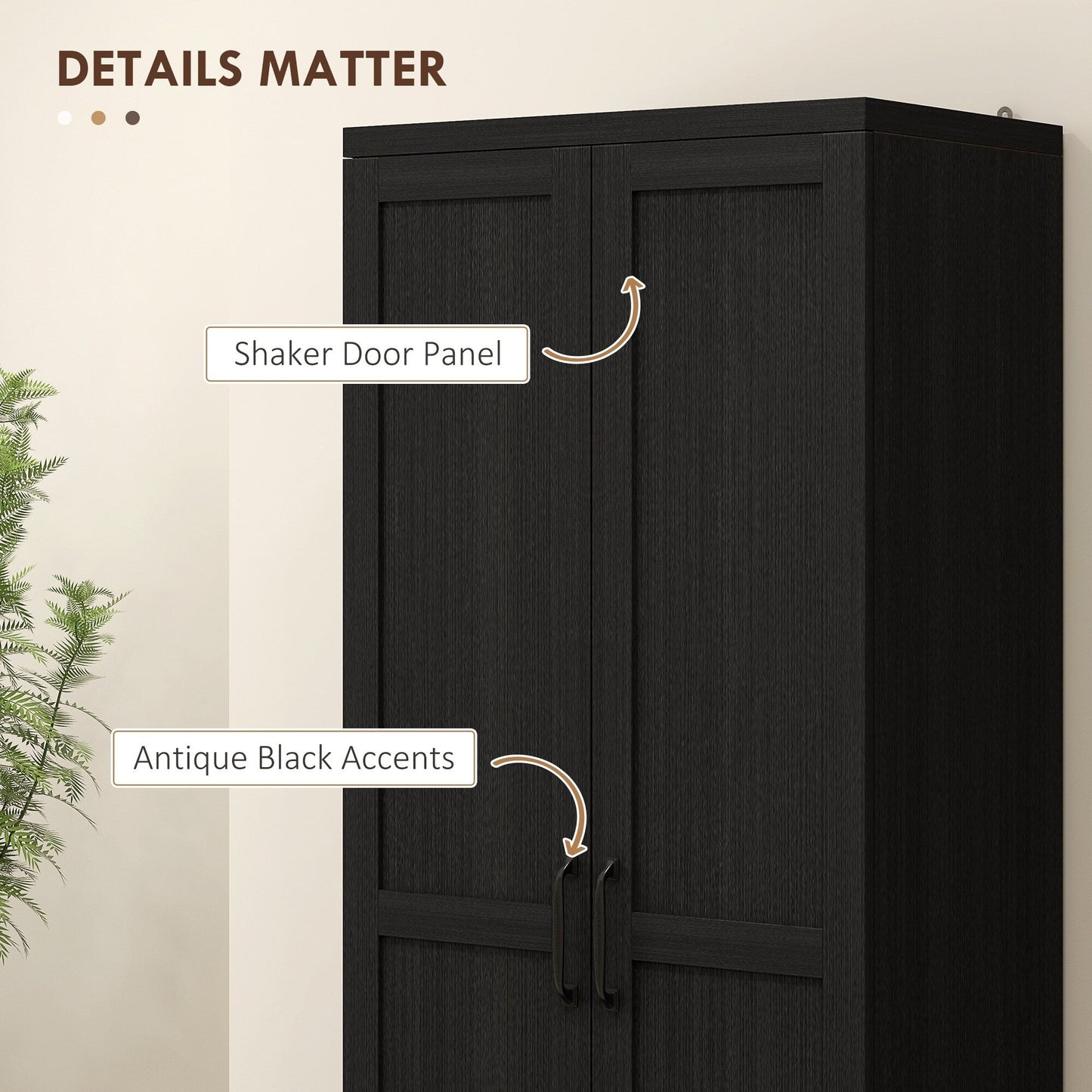 HOMCOM Étagère de rangement pour cuisine, armoire de rangement à 2 portes avec 5 niveaux de rangement et 2 étagères réglables pour salle à manger (63 pouces)