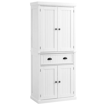 Armoire de rangement de cuisine HOMCOM 72, style traditionnel, à poser, avec portes et 3 étagères réglables, blanche
