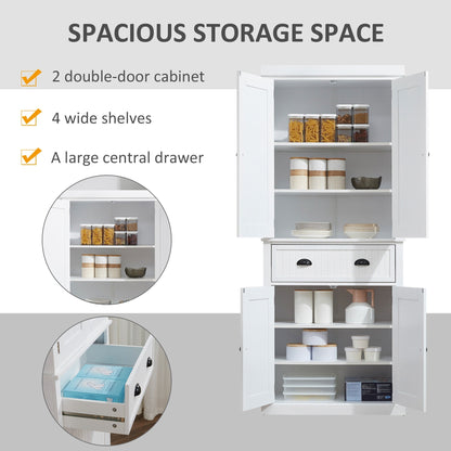 Armoire de rangement de cuisine HOMCOM 72, style traditionnel, à poser, avec portes et 3 étagères réglables, blanche
