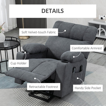 HOMCOM Electric Power Lift Chair Recliners for Elderly, Oversized Living Room Recliner Chair with Remote Control