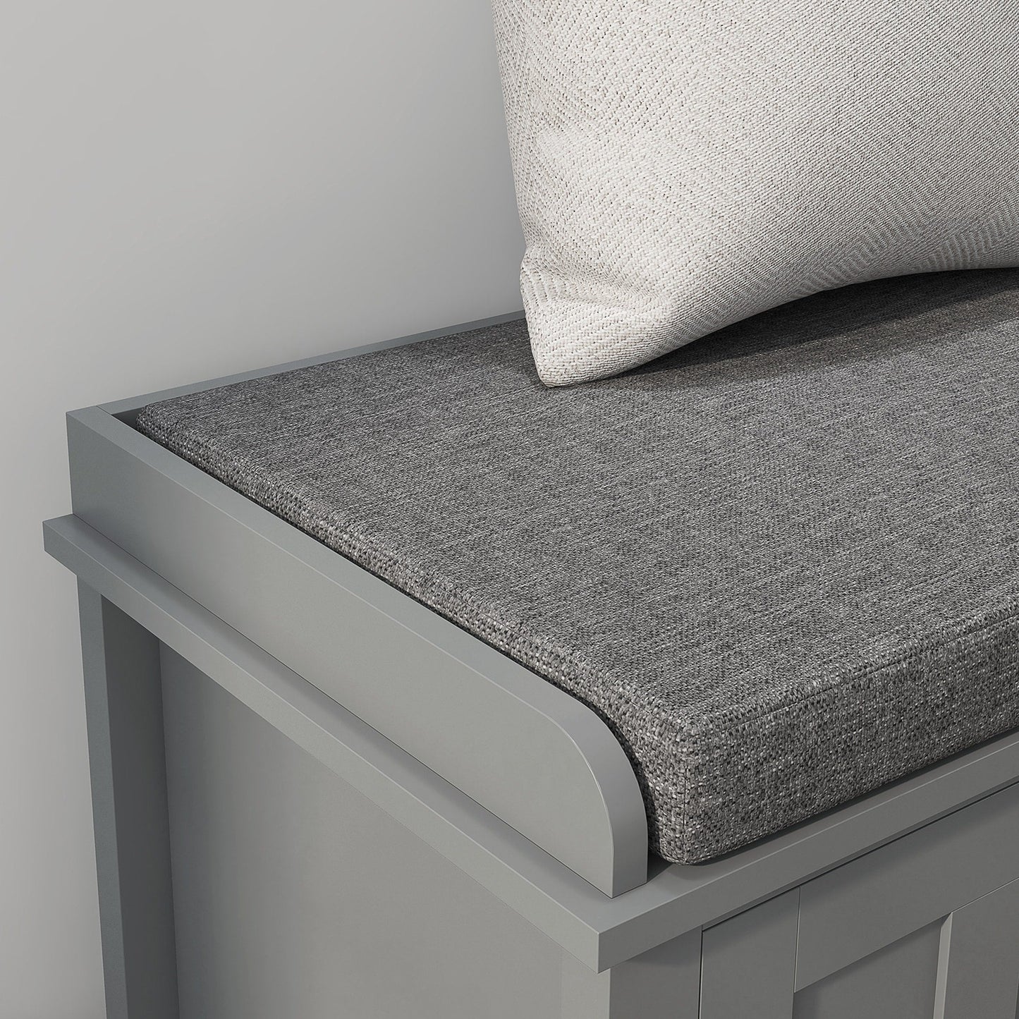 HOMCOM Banc à chaussures d'entrée avec rangement, ottomane, étagères réglables, 6 compartiments et assise rembourrée, blanc/gris