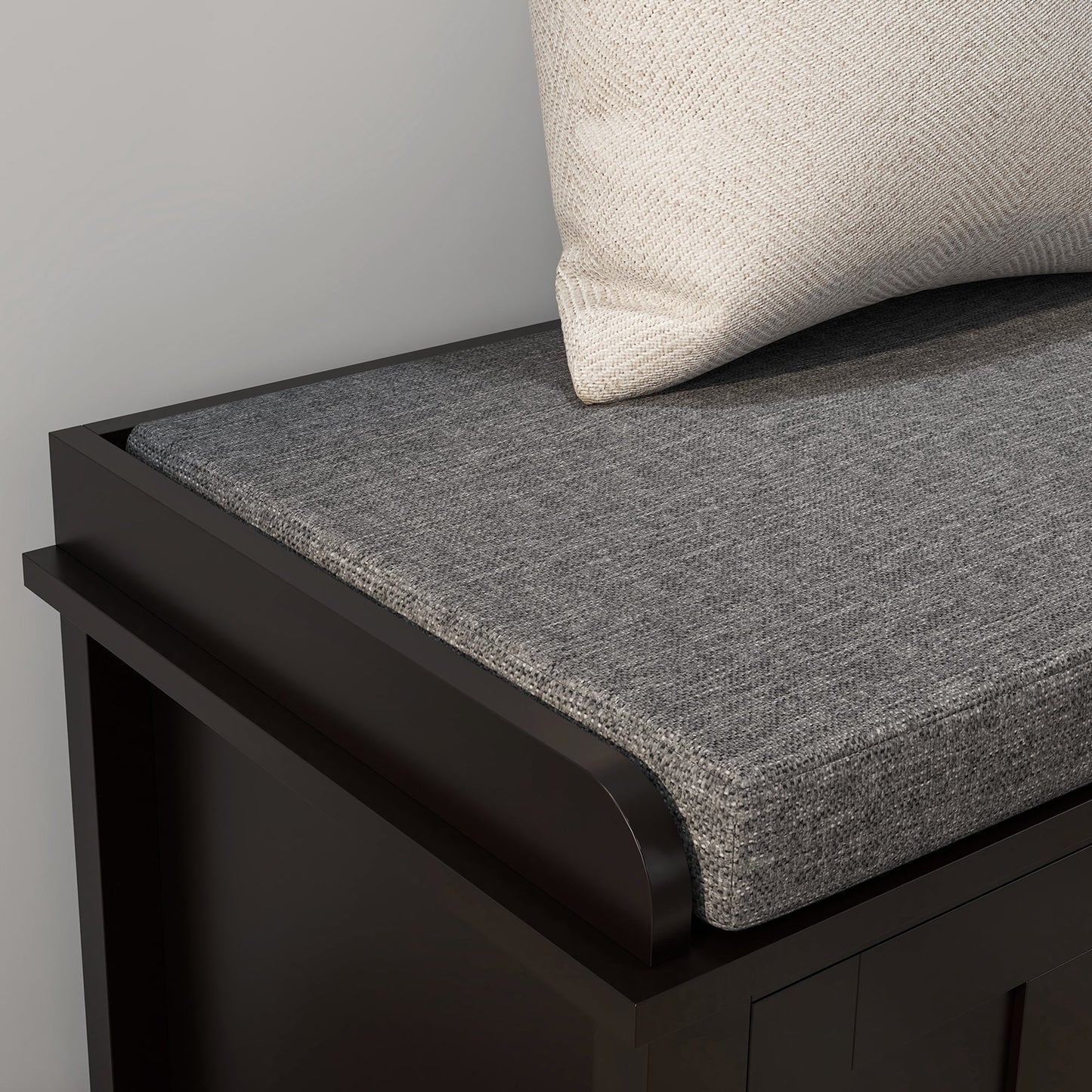 HOMCOM Banc à chaussures d'entrée avec rangement, ottomane, étagères réglables, 6 compartiments et assise rembourrée, blanc/gris