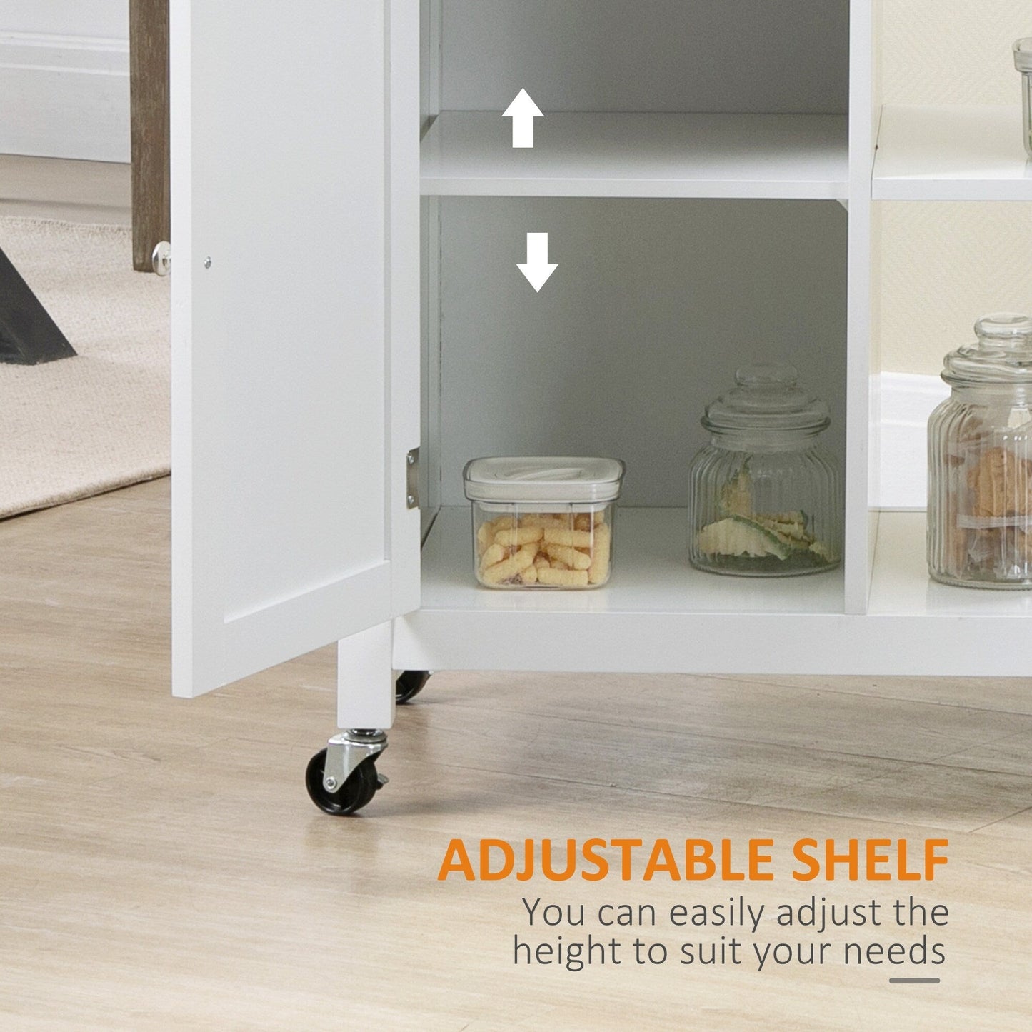 HOMCOM Chariot de cuisine, chariot utilitaire en bois sur roulettes avec étagère ouverte et tiroir de rangement pour salle à manger, cuisine