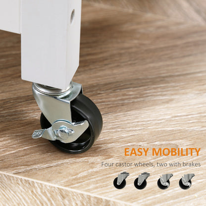 HOMCOM Chariot de cuisine, chariot utilitaire en bois sur roulettes avec étagère ouverte et tiroir de rangement pour salle à manger, cuisine