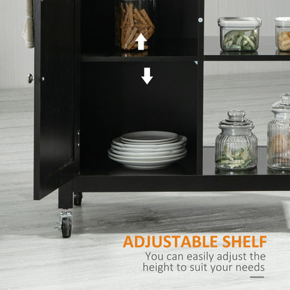 HOMCOM Chariot de cuisine, chariot utilitaire en bois sur roulettes avec étagère ouverte et tiroir de rangement pour salle à manger, cuisine