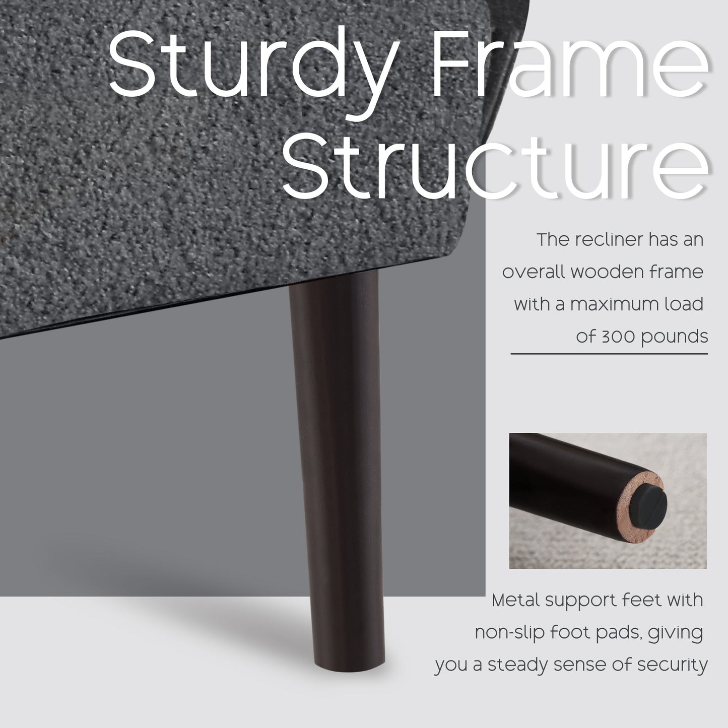 Fauteuil d'appoint HOMYKA avec dossier réglable et pouf de rangement