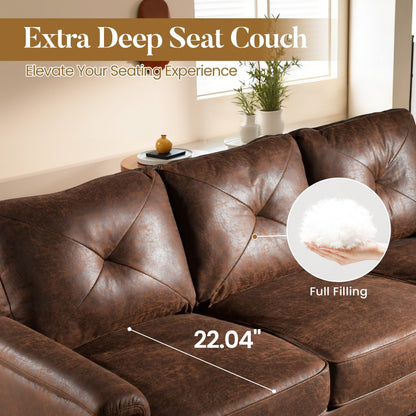 Canapé 3 places HOOOWOOO Mid-Century, recouvert de tissu, avec pieds en bois pour salon