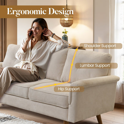 Canapé 3 places HOOOWOOO Mid-Century, recouvert de tissu, avec pieds en bois pour salon