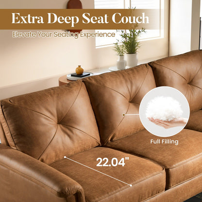 Canapé 3 places HOOOWOOO Mid-Century, recouvert de tissu, avec pieds en bois pour salon