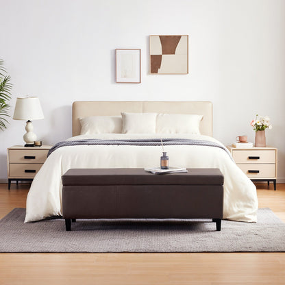 Ottoman rectangulaire de rangement recouvert de simili cuir - 50,3 x 17,50 x 18 pouces