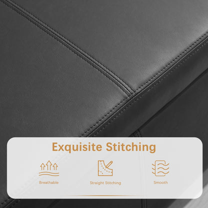 Ottoman rectangulaire de rangement recouvert de simili cuir - 50,3 x 17,50 x 18 pouces