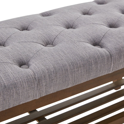 Banc à chaussures d'entrée, banc de rangement, tissu et bois massif, banc rembourré de 109 cm (43 pouces) pour salon, chambres à coucher