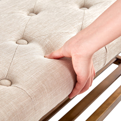 Banc à chaussures d'entrée, banc de rangement, tissu et bois massif, banc rembourré de 109 cm (43 pouces) pour salon, chambres à coucher