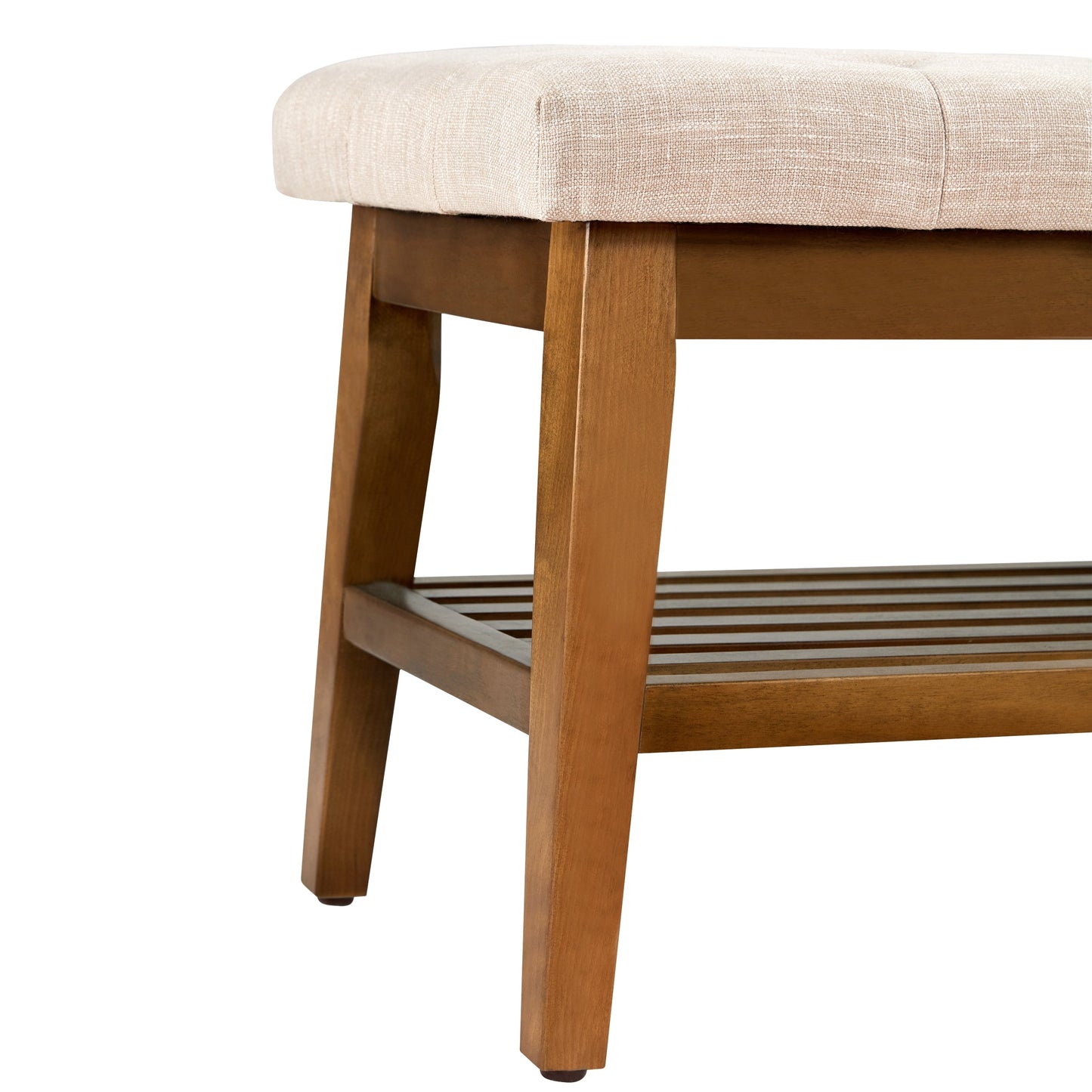 Banc à chaussures d'entrée, banc de rangement, tissu et bois massif, banc rembourré de 109 cm (43 pouces) pour salon, chambres à coucher