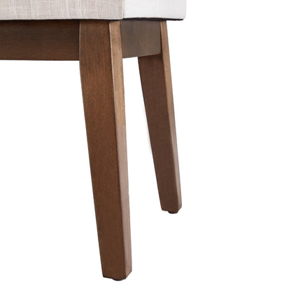 Banc d'entrée recouvert de tissu, banc de chambre à coucher pour le pied du lit beige, en bois massif, 44 pouces