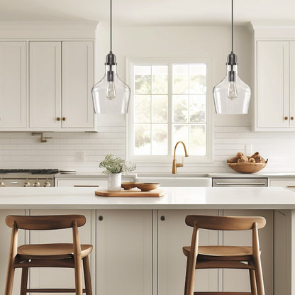 INK+IVY Auburn Bell Shaped Hanging Glass Pendant Light