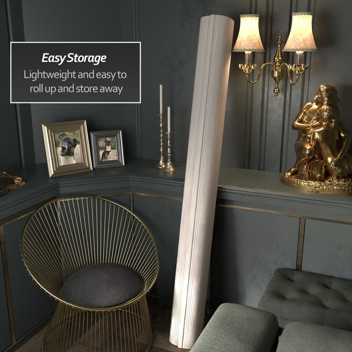 Paravent en bambou ondulé fait à la main, 1,80 m (Chine)