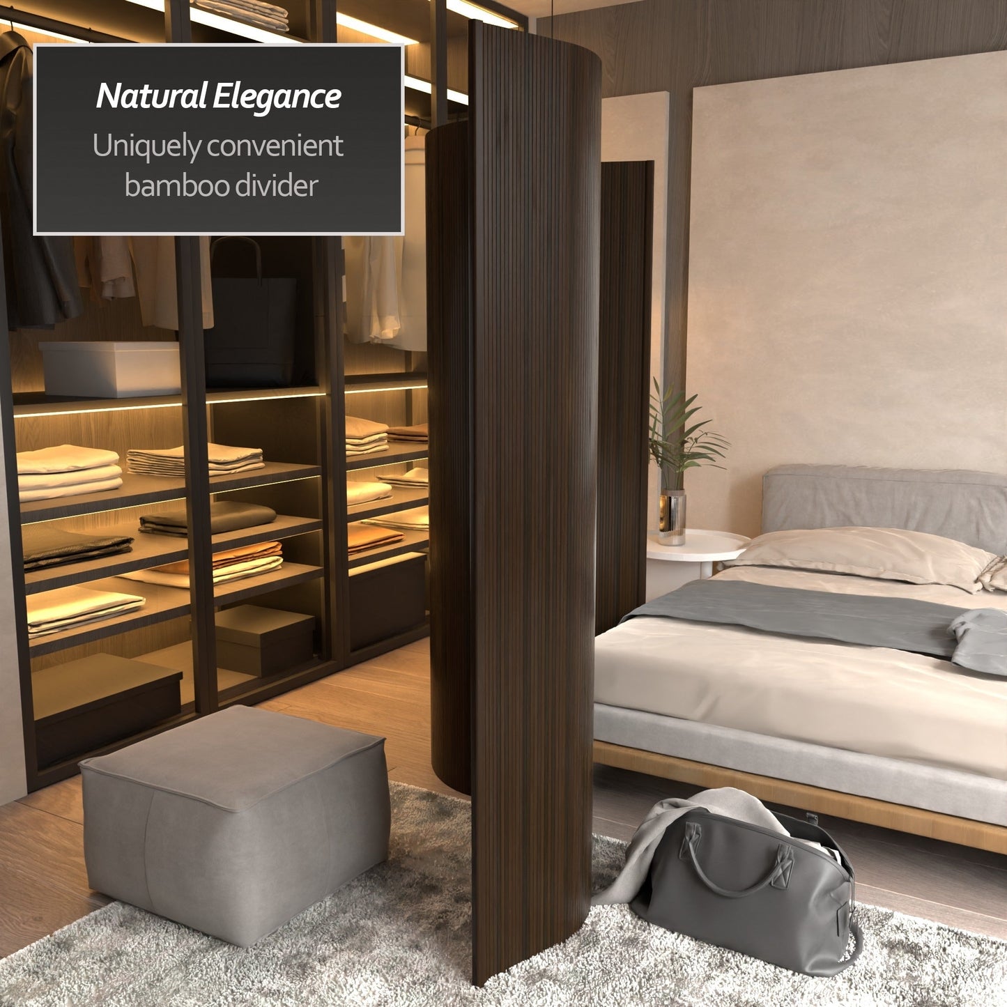 Paravent en bambou ondulé fait à la main, 1,80 m (Chine)