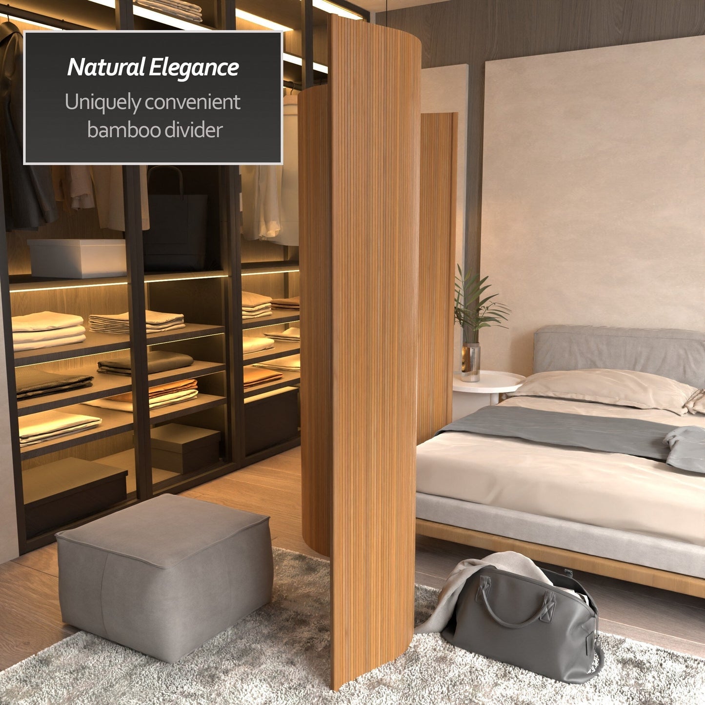 Paravent en bambou ondulé fait à la main, 1,80 m (Chine)