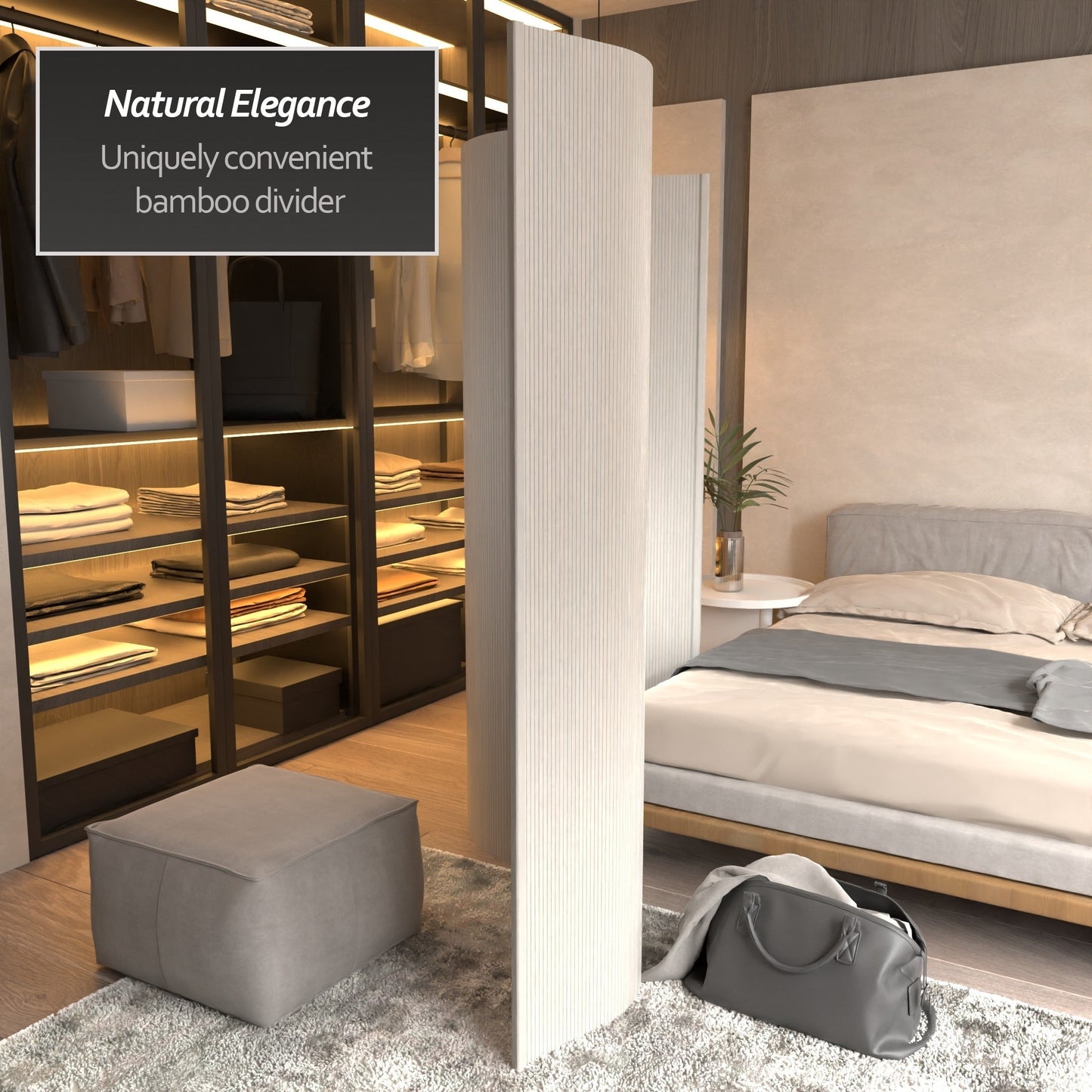 Paravent en bambou ondulé fait à la main, 1,80 m (Chine)