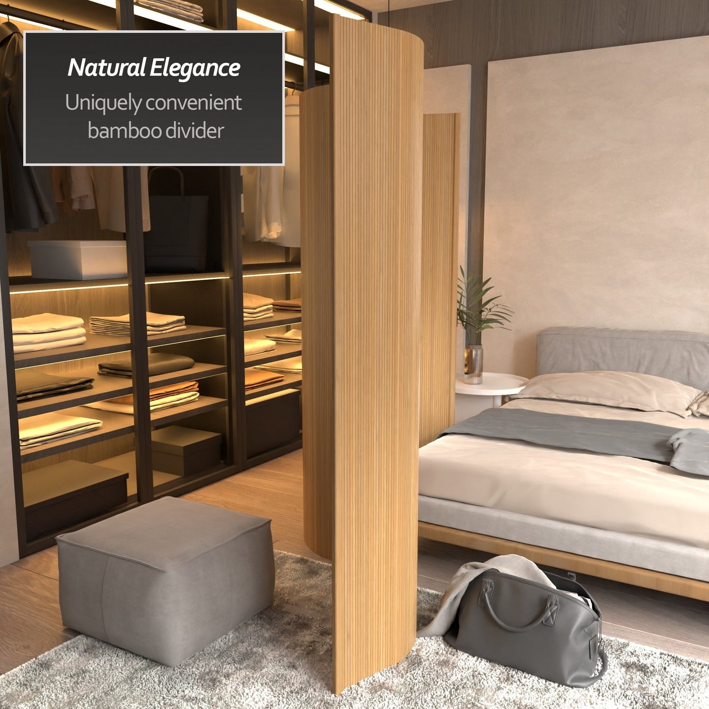 Paravent en bambou ondulé fait à la main, 1,80 m (Chine)