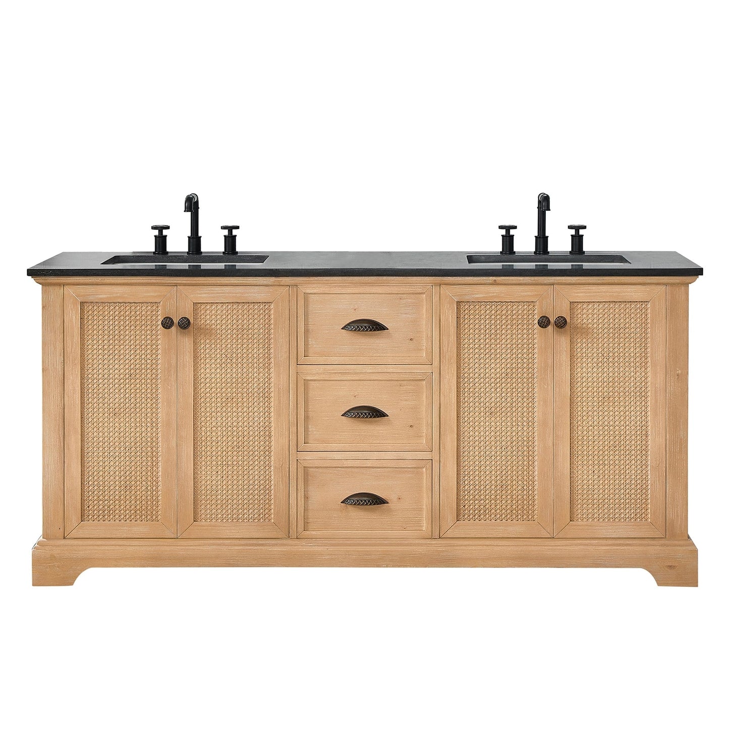 Meuble-lavabo Hervas avec plan de toilette en marbre naturel, sans miroir.