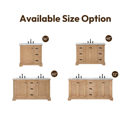 Meuble-lavabo Hervas avec plan de toilette en marbre naturel, sans miroir.