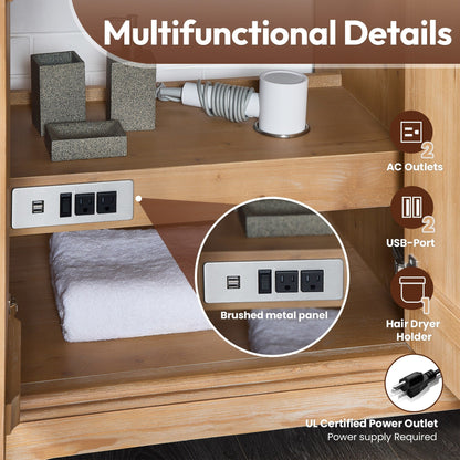 Meuble-lavabo Hervas avec plan de toilette en marbre naturel, sans miroir.