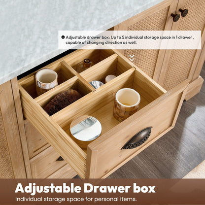 Meuble-lavabo Hervas avec plan de toilette en marbre naturel, sans miroir.