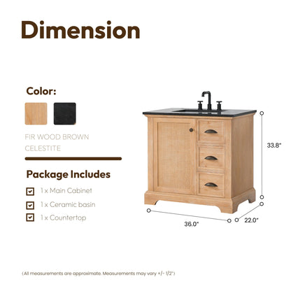 Meuble-lavabo Hervas avec plan de toilette en marbre naturel, sans miroir.