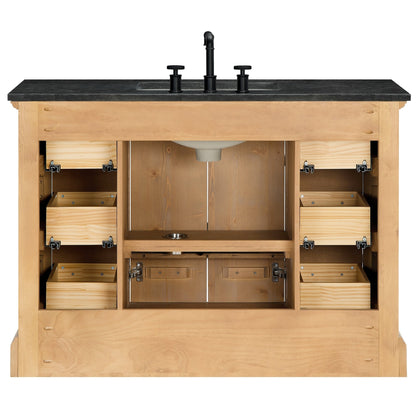 Meuble-lavabo Hervas avec plan de toilette en marbre naturel, sans miroir.