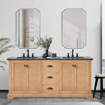 Meuble-lavabo Hervas avec plan de toilette en marbre naturel, sans miroir.