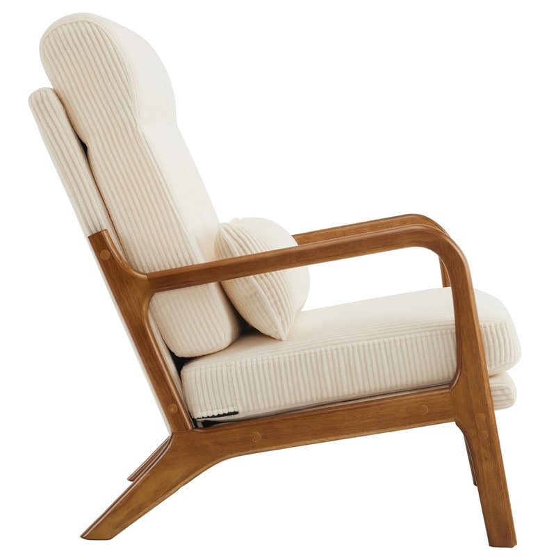 Fauteuil de loisirs à dossier haut avec accoudoirs en bois massif, fauteuil d'appoint.
