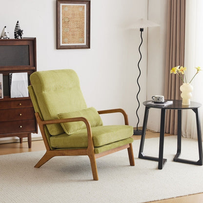 Fauteuil de loisirs à dossier haut avec accoudoirs en bois massif, fauteuil d'appoint.