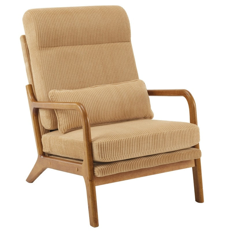 Fauteuil de loisirs à dossier haut avec accoudoirs en bois massif, fauteuil d'appoint.