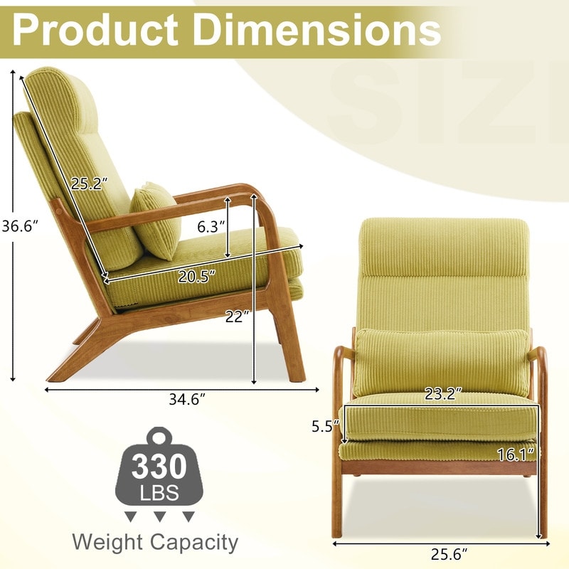 Fauteuil de loisirs à dossier haut avec accoudoirs en bois massif, fauteuil d'appoint.