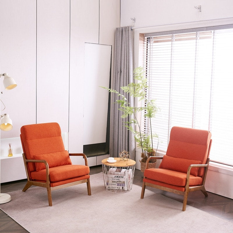 Fauteuil de loisirs à dossier haut avec accoudoirs en bois massif, fauteuil d'appoint.