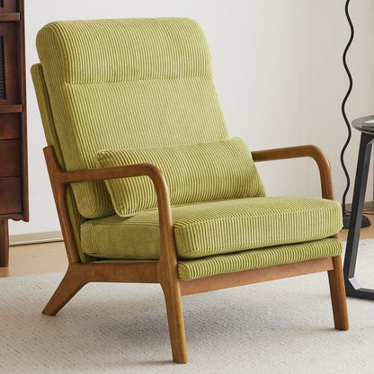 Fauteuil de loisirs à dossier haut avec accoudoirs en bois massif, fauteuil d'appoint.