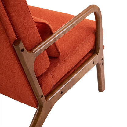 Fauteuil de loisirs à dossier haut avec accoudoirs en bois massif, fauteuil d'appoint.