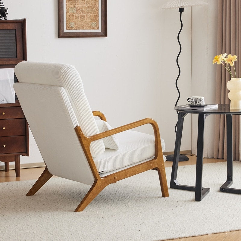 Fauteuil de loisirs à dossier haut avec accoudoirs en bois massif, fauteuil d'appoint.