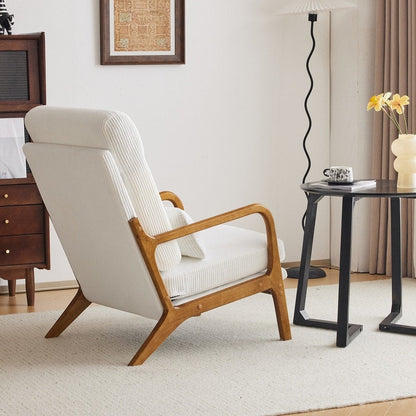 Fauteuil de loisirs à dossier haut avec accoudoirs en bois massif, fauteuil d'appoint.