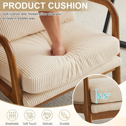 Fauteuil de loisirs à dossier haut avec accoudoirs en bois massif, fauteuil d'appoint.