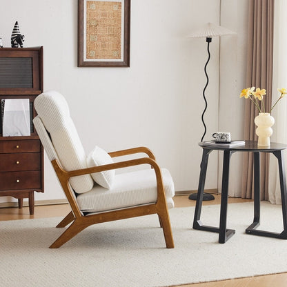 Fauteuil de loisirs à dossier haut avec accoudoirs en bois massif, fauteuil d'appoint.