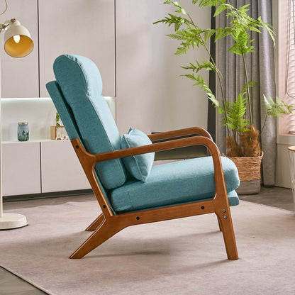 Fauteuil de loisirs à dossier haut avec accoudoirs en bois massif, fauteuil d'appoint.